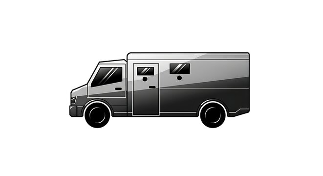 A flat vector illustration of an armored security truck used for transporting valuable currency