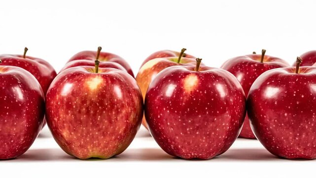 Jonathan Apples Array Against White Background, Displaying Rich Red Tones and Freshness, Perfect for Healthy Eating Promotion, Food Content and Culinary Projects, stock video.