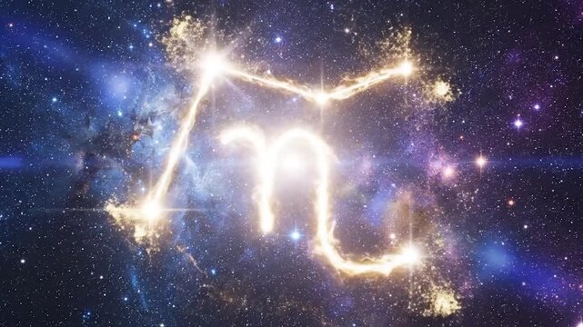 Bright glowing Scorpio zodiac constellation shining in deep space