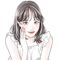 Fototapeta premium 頬に触れている女性