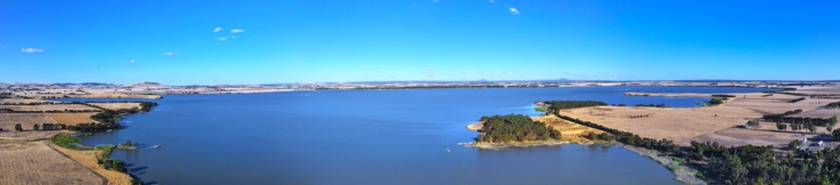 Spectacular aerial panorama of Lake Burrumbeet Victoria Australia