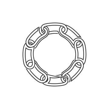Chain link circle metal object.