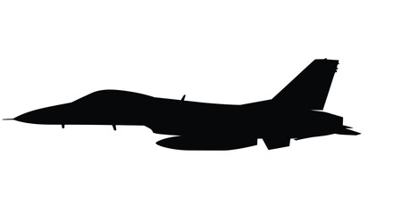 Modern fighter jet in flight a striking black shape silhouette © MD