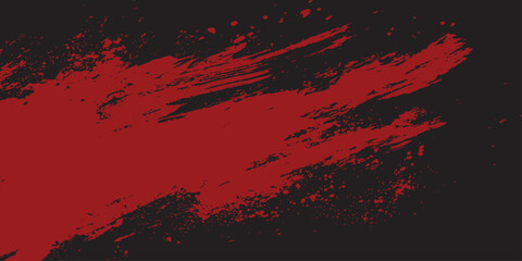 Abstract a striking grunge red splatter effect over a dark, textured background. © DreamLoom