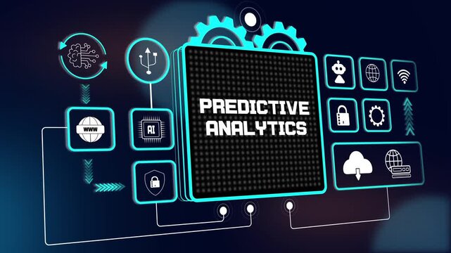 Dynamic hud animation of predictive analytics for advanced data forecasting research and futuristic business logic ads