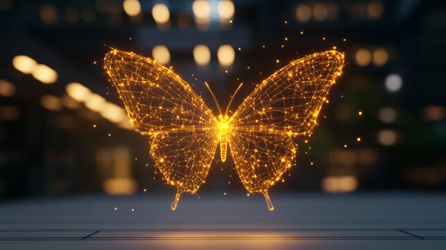 Glowing butterfly stardust digital luminous abstract night fantasy magical surreal