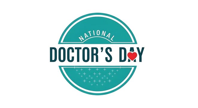National doctor's day logo with teal and red heart design