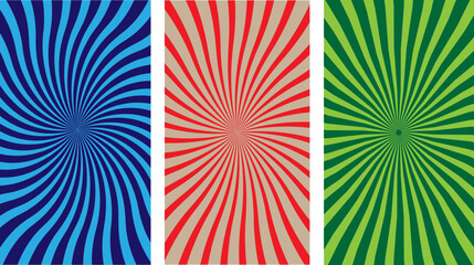 Fototapeta premium Vibrant optical illusion art with radiating stripes in blue red and green
