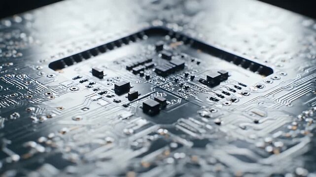 Close Up Macro Printed Circuit Board Microelectronics Assembly