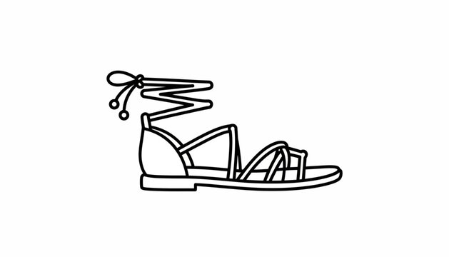 Gladiator Sandal Outline Icon: Lace-up Flat Summer Shoe for Women