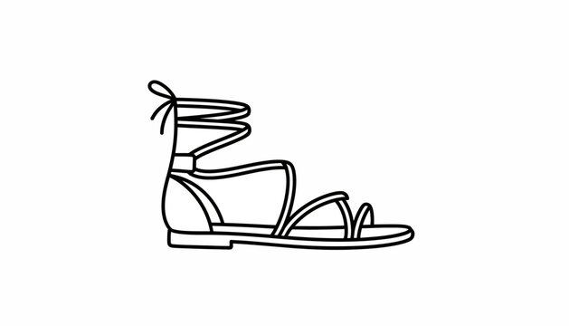 Gladiator Sandals Line Art Icon - Summer Fashion Footwear