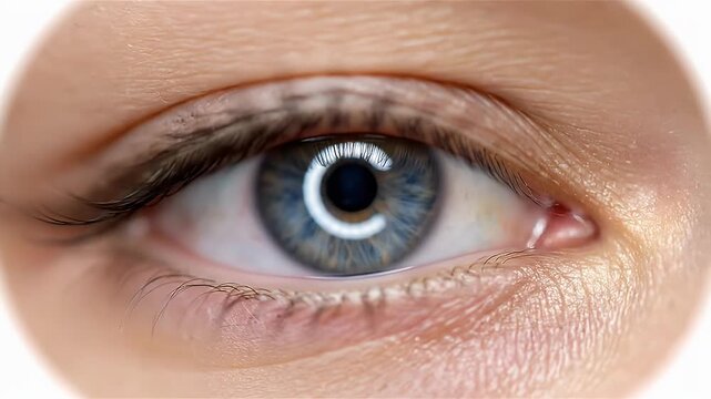 Detailed Macro Closeup of Human Blue Eye with Natural Skin Texture