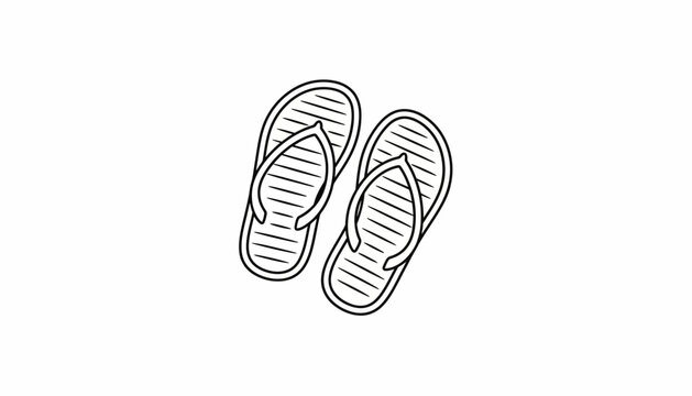 Hand-Drawn Flip Flops Icon, Summer Beach Footwear, Simple Line Art