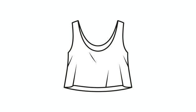 Fashion illustration of a sleeveless crop top with a wide neckline and flared hem