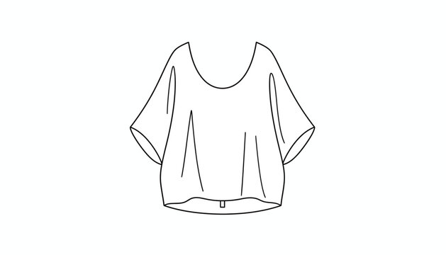 Fashion Sketch: Loose Fit Dolman Sleeve Top with Scoop Neckline - Vector Illustration