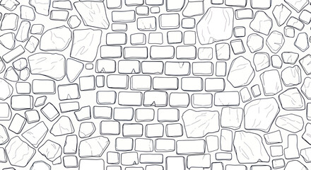 Rough Sketch of Textured Stone and Brick Wall Background © roziah