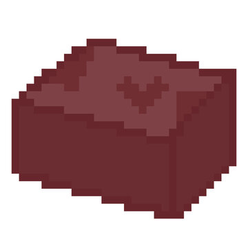 Chocolate brownie cake square slice pixel art sweet dessert icon