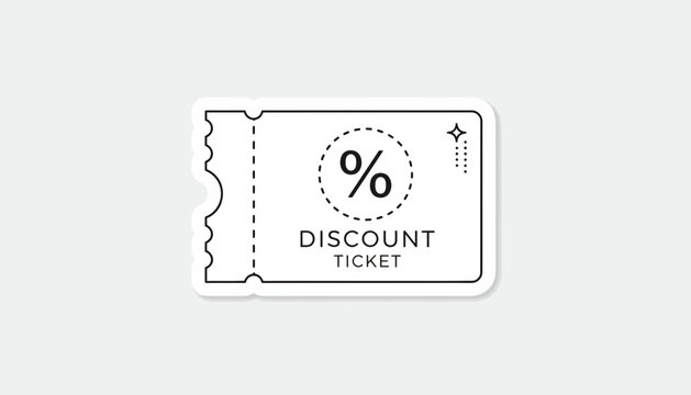 Discount Ticket Icon with Percentage Symbol, Sale Offer, Coupon, Voucher, Marketing Concept