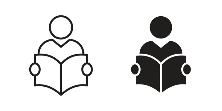Book open reader icon pack flat vector in outline