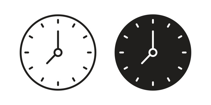 Clock seven icon pack flat vector in outline