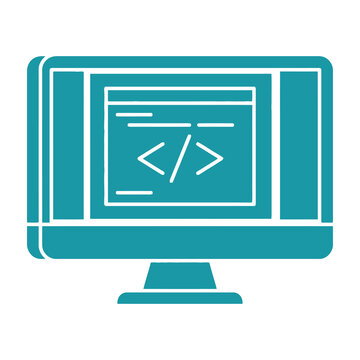 Computer monitor displays code symbol on screen