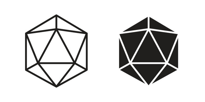Dice d20 icon pack flat vector in outline