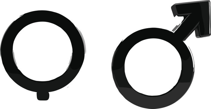 Gender, symbols, male, female, icons, set, silhouette, sex, sign, woman, man, equality, relationship, vector, symbol, identity, biology, simple, design, concept