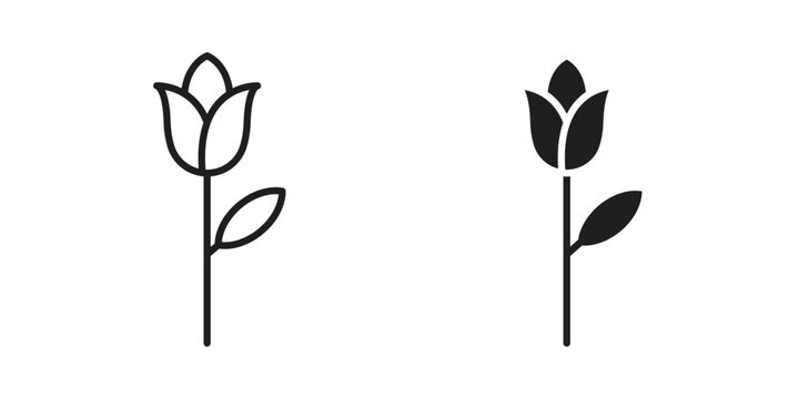 Flower tulip icon pack flat vector in outline