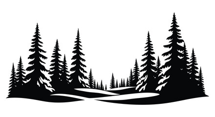 A dense forest landscape with a striking black silhouette © Sogir