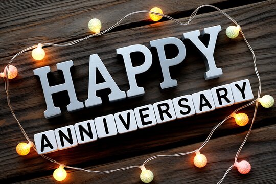 Happy anniversary wishes with string lights