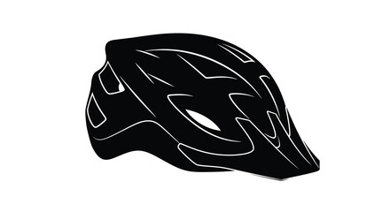 A black bicycle helmet graphic a striking profile silhouette © Sogir
