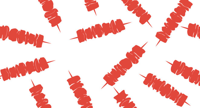 Seamless Red Kebab Skewer Vector Pattern for Food Packaging and Restaurant Design