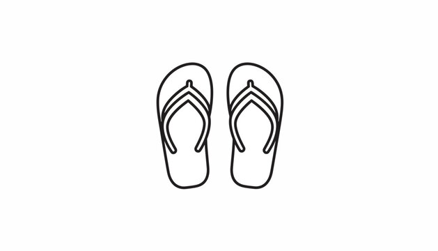 Minimalist Line Art Icon of Flip Flops