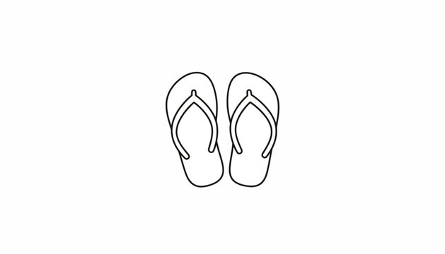 Minimalist Line Art Icon of Flip Flops