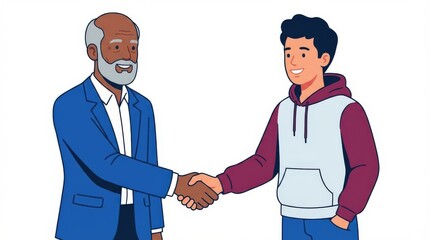 Fototapeta premium Two men shaking hands together.