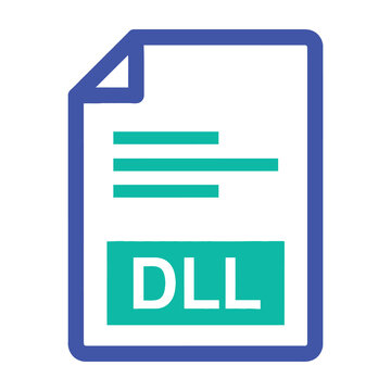 Dynamic link library icon dll file symbol blue and green document logo coding concept software development programming