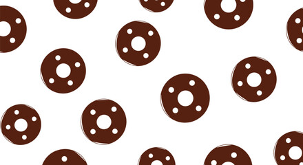 Fototapeta premium Seamless Brown Donut Shape Vector Pattern on White Background for Modern Design