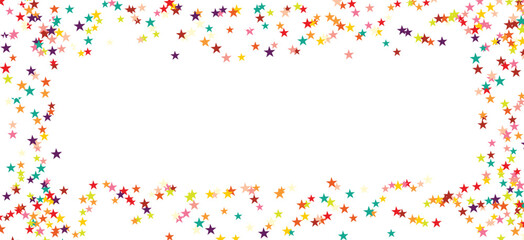 Fototapeta premium Colorful star confetti scattered on white background for celebration