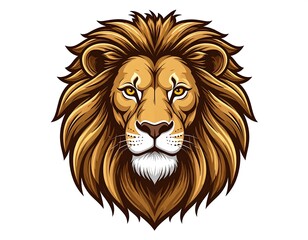Obraz premium Regal illustration of a male lion's head, facing forward with a detailed mane