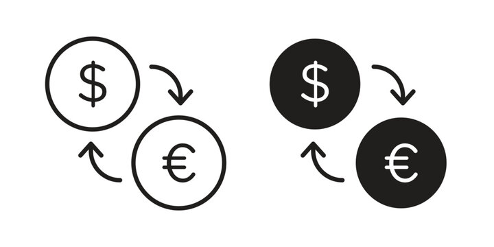 Money exchange icon pack flat vector in outline