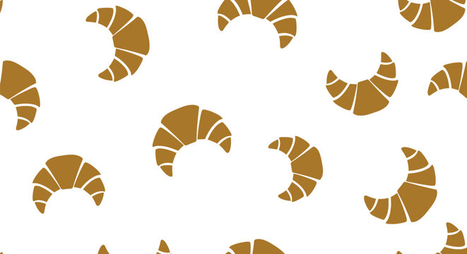 Seamless croissant vector pattern for bakery packaging and cafe backgrounds