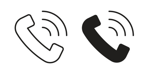 Obraz premium Phone call icon pack flat vector in outline