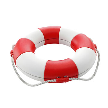 Life preserver, safety flotation device symbolizing rescue, marine security, and emergency preparedness, isolated on white or transparent background. PNG format.