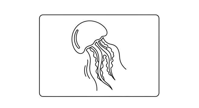 Minimalist Line Art Jellyfish Illustration - Simple Sea Creature Drawing