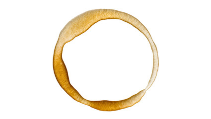 Obraz premium Realistic brown coffee cup ring stain, a dried liquid mark with textured edges, isolated PNG on transparent background for design elements