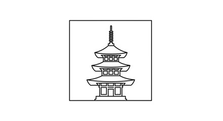 Fototapeta premium Pagoda Icon: Traditional Japanese Architecture Outline