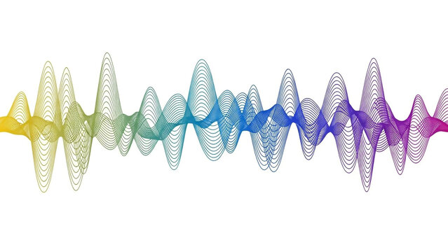 Colorful waveform pattern with gradient hues on white background
