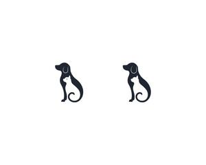 Naklejka premium Dog and cat logo design template vector, line of pet logo design suitable for pet shop, store, cafe, business, hotel, veterinary clinic, Domestic animal vector illustration logotype, sign, symbol.