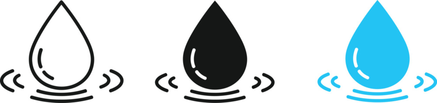 Water drop splash liquid icon set