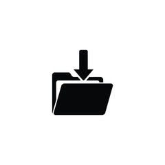 Obraz premium Black icon of a file with an arrow pointing downwards